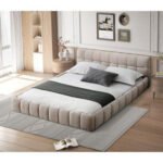 سرير واحد مخمل بيج - Image 2