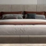 سرير غولين مخمل بيج