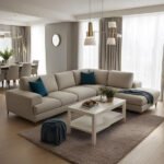 Elliott L-Shaped Sofa, Beige Velvet