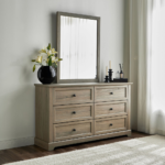 طاولة تزيين مع مرآة بـ 6 أدراج - أكالي