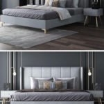 سرير كلمي مخمل رمادي