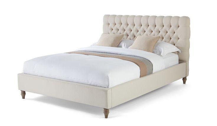 A75F8A46-618B-42A8-B000-CC3D6360F638 سرير كتالي مخمل بيج - الصورة 1