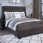 سرير كندي كتان رصاصي