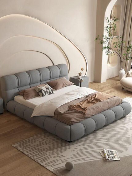 سرير مخمل رصاصي