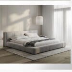 سرير جماله مخمل رمادي