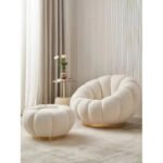 Chairs With Chanel Crystal Poufs, Beige - Image 2