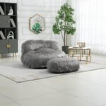 Chairs With Multi-Colored River Fur Poufs - Image 6