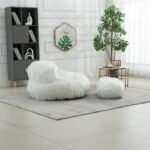 Chairs With Multi-Colored River Fur Poufs - Image 3