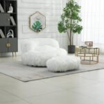 Chairs With Multi-Colored River Fur Poufs - Image 4