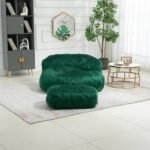 Chairs With Multi-Colored River Fur Poufs - Image 10