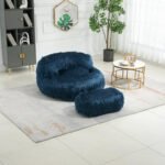 Chairs With Multi-Colored River Fur Poufs - Image 12