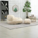 Chairs With Multi-Colored River Fur Poufs - Image 2