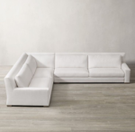 Designer Corner Sofa, Off-White Velvet