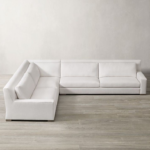 Designer Corner Sofa, Off-White Velvet