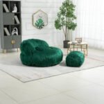 Chairs With Multi-Colored River Fur Poufs - Image 9