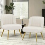 Ocean Velvet Beige Chairs - Image 2