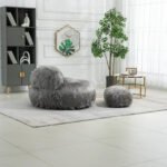 Chairs With Multi-Colored River Fur Poufs - Image 5