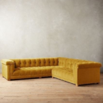 كنب زواية راي مخمل أصفر