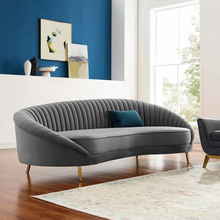 IMG_2077 Roma Velvet Gray Sofa - Image 1