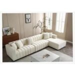 Mondo L-Shaped Sofa, Beige Velvet