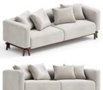 Nostalgia Sofa, Beige Wood And Linen