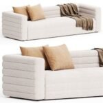 Beige Velvet Sofa - Image 2