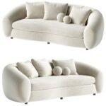 Beige Velvet Orbit Sofa - Image 2