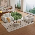 Zone Sofa, Green And Beige Velvet