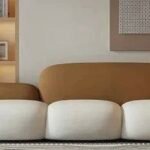 Florence Velvet Sofa, Beige And Brown
