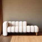 Beige Velvet Skill Sofa