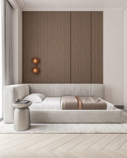 سرير صباي مخمل بيج - سرير اطفال - الآسرة - سيمبل هوم