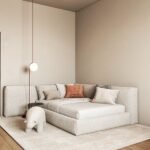 سرير سكينة كتان بيج – تصميم أنيق ولمسة طبيعية مريحة