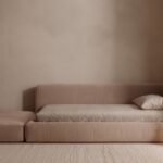 Dunia Pink Velvet Bed With Pouf