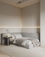 Nazik Beige Velvet Bed - Image 4
