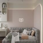 سرير خزامي مخمل رمادي