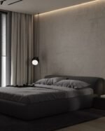 سرير وجدة كتان أسود