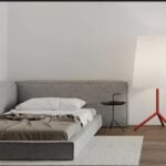 سرير هتان كتان رمادي