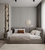 Beige Velvet Wedding Bed - Image 3