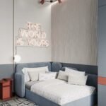 سرير مزن مخمل رمادي