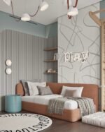 سرير نزهة كتان بني ناعم