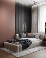 Lia'S Beige Velvet Bed