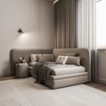 Beige Linen Bed For Sleeping