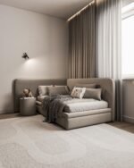 Beige Linen Bed For Sleeping - Image 3