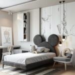 Gray Linen Vanity Bed