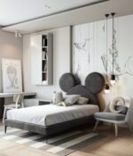 Gray Linen Vanity Bed