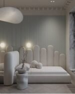 Yaqoot Velvet Beige Bed - Image 4