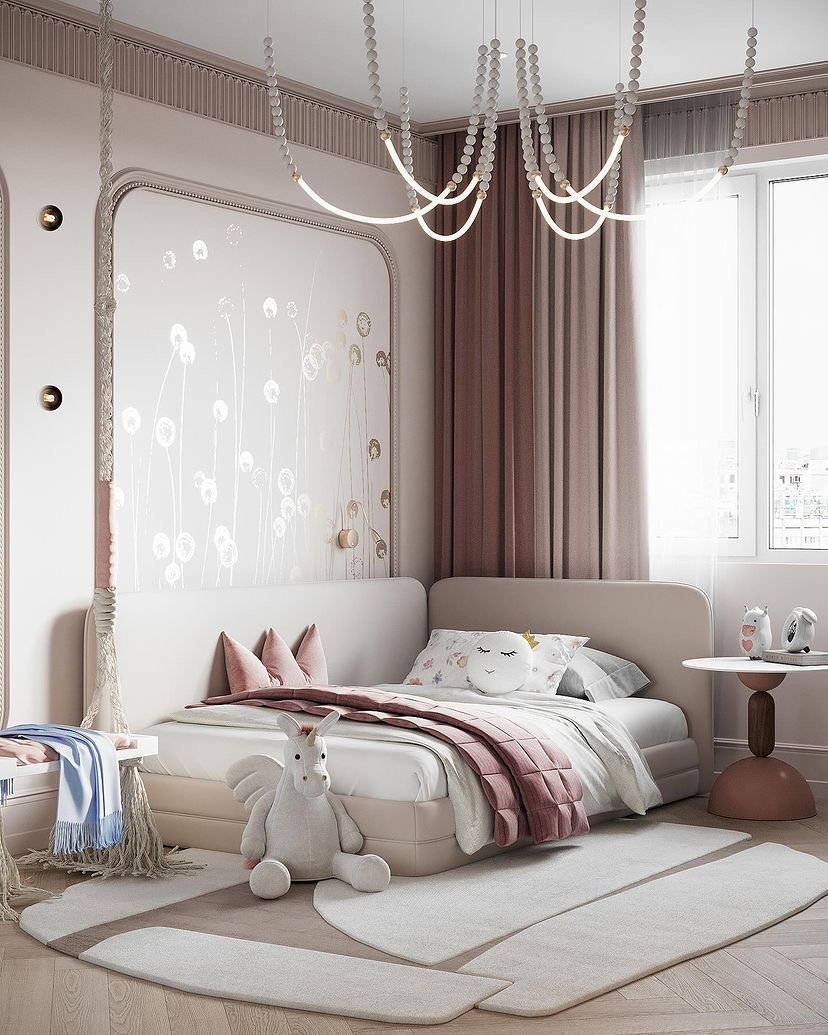 سرير صدى مخمل بيج - سرير اطفال - الآسرة - سمبل هوم