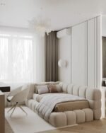 سرير قمرية مخمل بيج