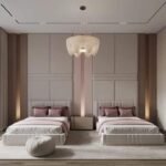 Beige Velvet Light Bed