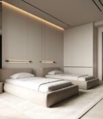 Lama'S Beige Velvet Bed